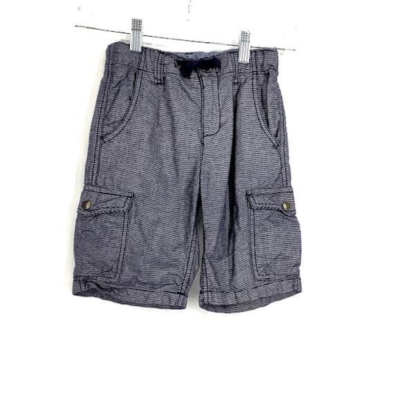 Gymboree Boys Gray Striped Flat Front Cargo Shorts Kids Youth Size 6 - Picture 1 of 7